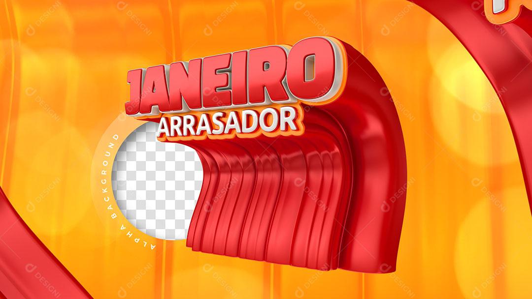 Janeiro Arrasador Selo 3D Para Composição PSD