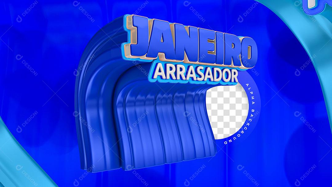 Janeiro Arrasador Azul Selo 3D Para Composição PSD