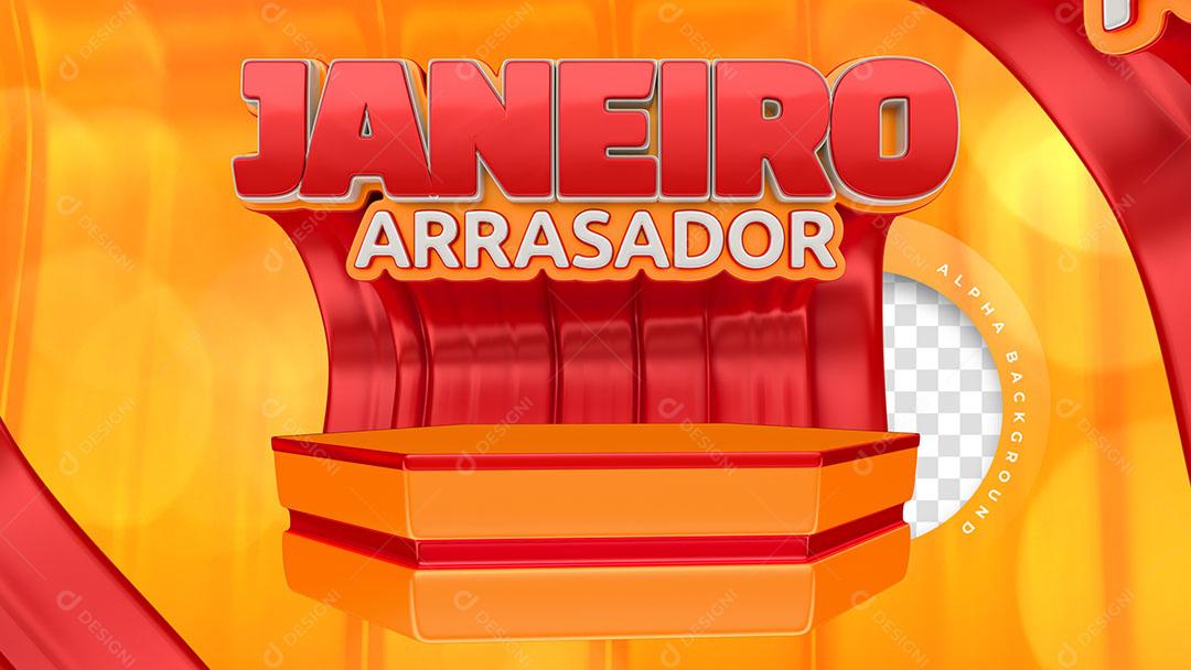 Janeiro Arrasador Pódio Selo 3D Para Composição PSD