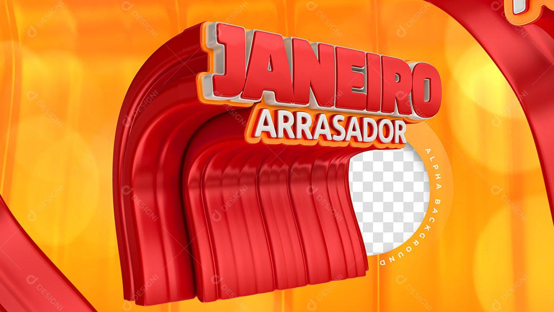 Janeiro Arrasador Selo 3D Para Composição PSD