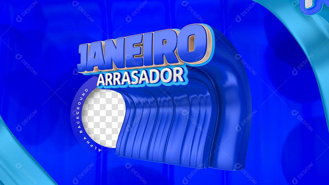 Janeiro Arrasador Azul Selo 3D Para Composição PSD