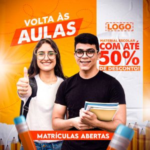 Social Media Volta às Aulas Matriculas Abertas PSD Editável