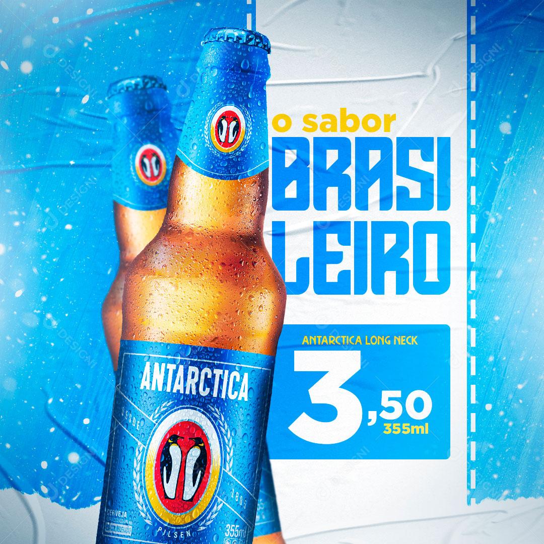 Post Distribuidora Cerveja Antartica o Sabor Brasileiro Social Media PSD Editável