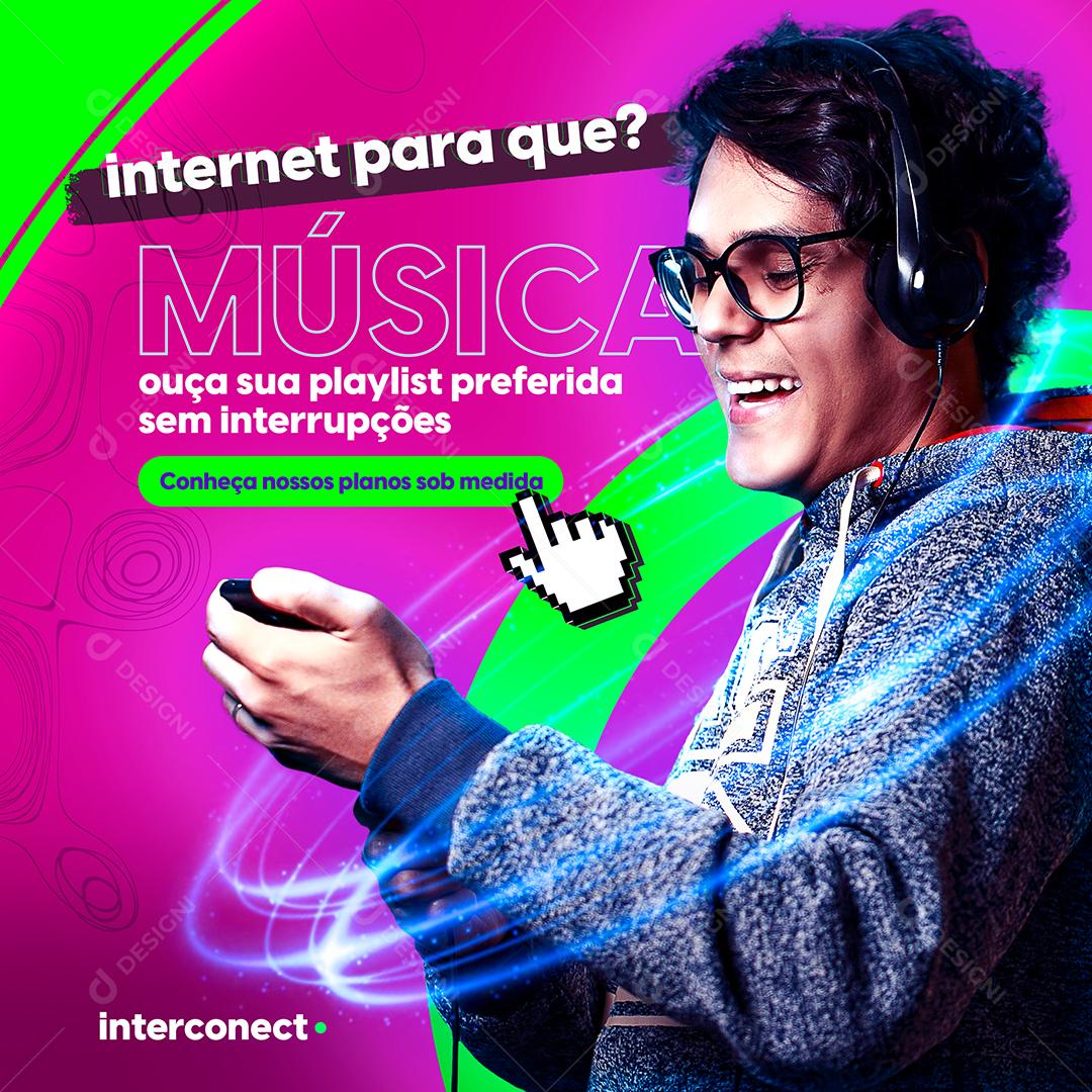 Social Media Provedor De Internet Música PSD Editável