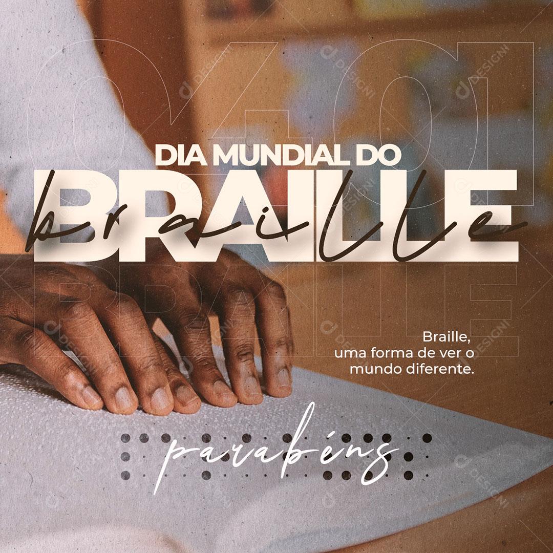 Data Comemorativa Dia Mundial do Braille Social Media Feed PSD Editável