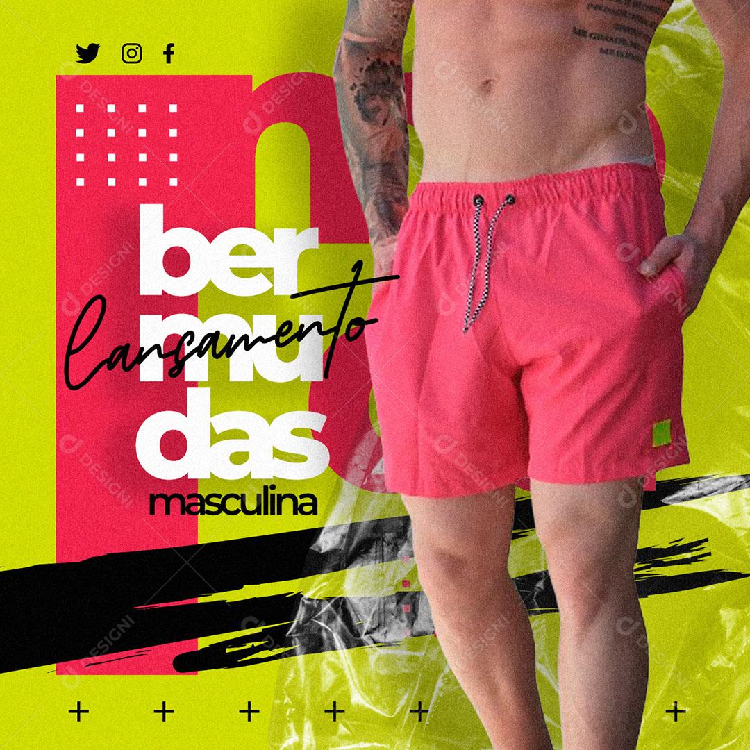 Social Media Moda Masculina Lançamento Bermudas Masculina PSD Editável