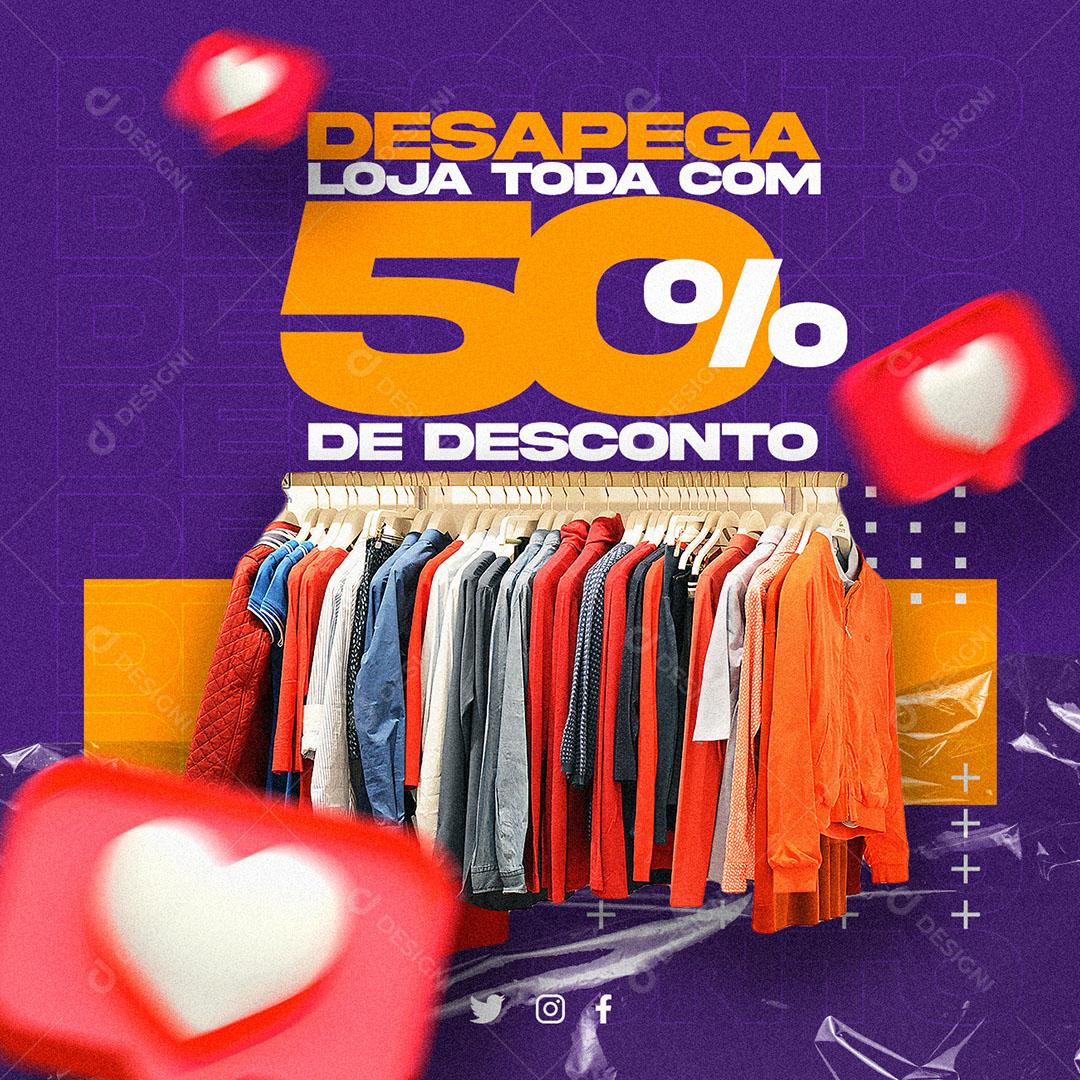 Social Media Moda Desapega Loja Toda Com 50% de Desconto Social Media PSD Editável
