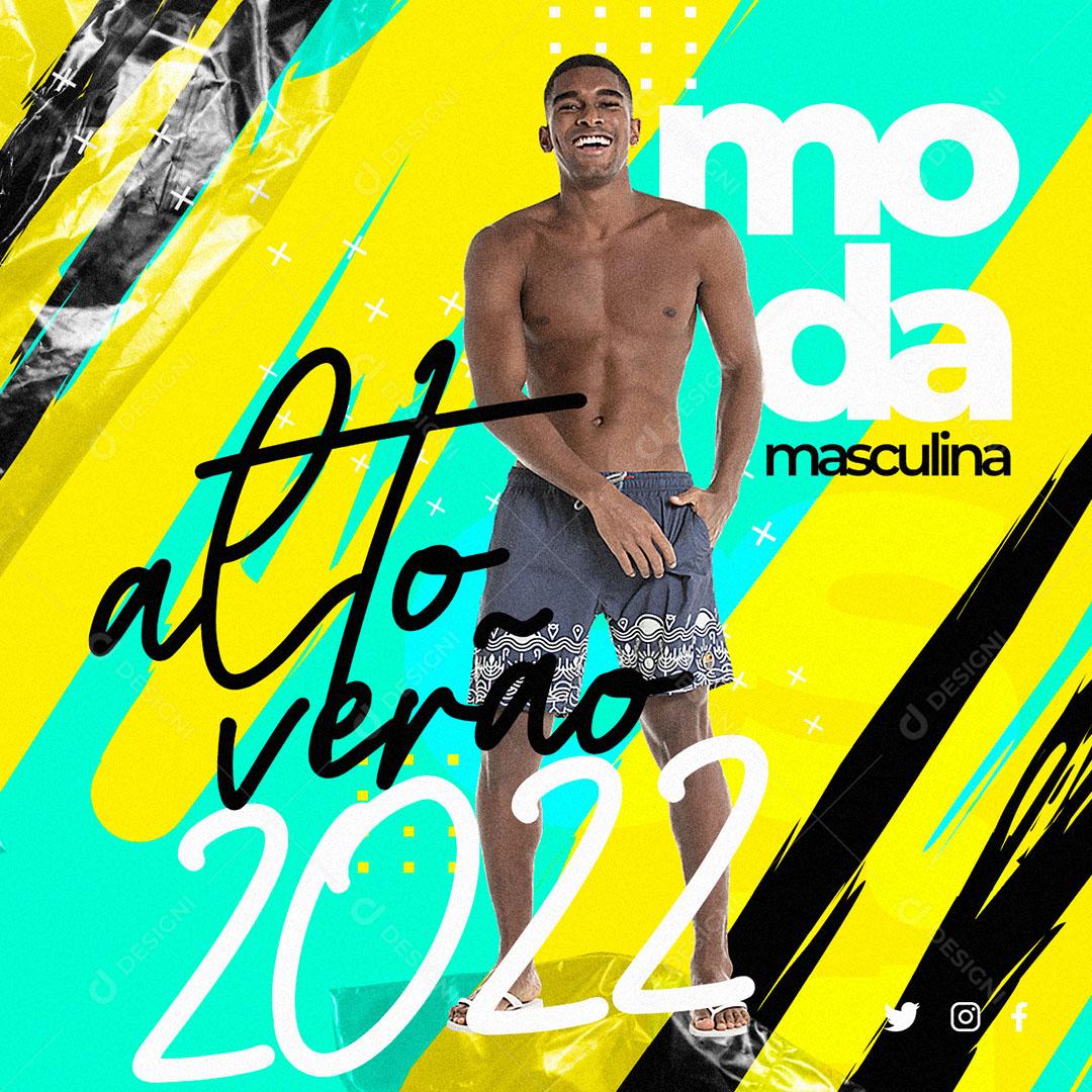 Post Feed Moda Masculina Alto Verão 2022 Social Media PSD Editável