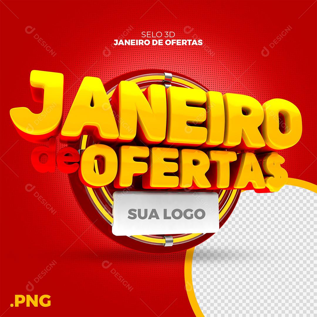 Janeiro de Ofertas Selo 3D Para Composição PSD
