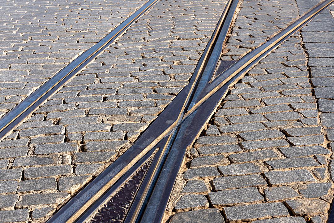 Textura de Entroncamento de Bondes Em Lisboa Portugal Imagem JPG
