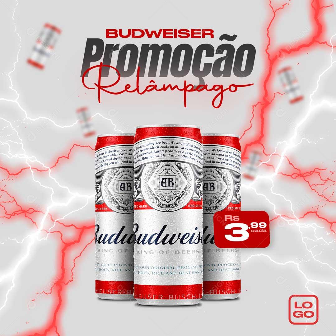 Cerveja Budweiser Promoção Relâmpago Social Media PSD Editável