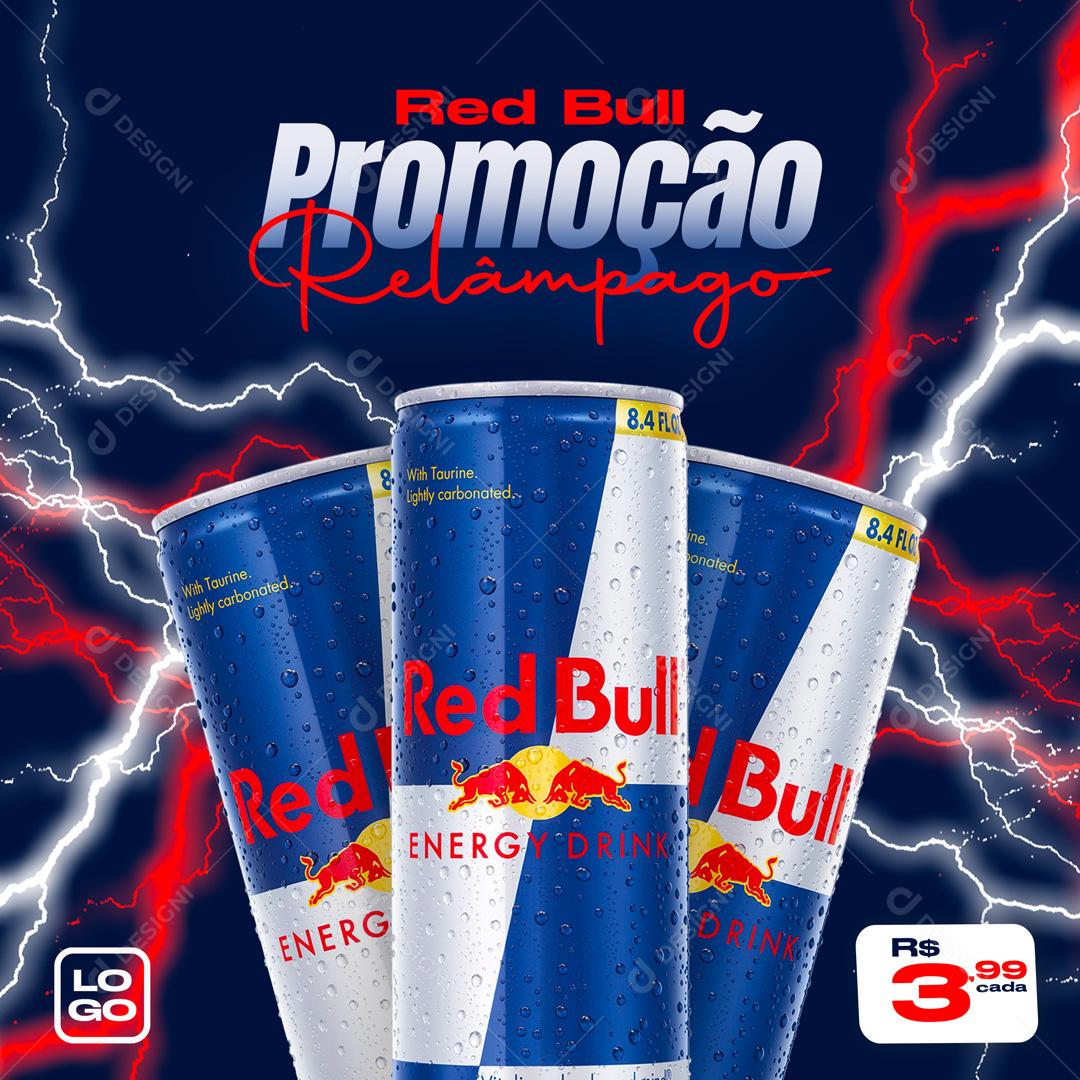 Red Bull Promoção Relâmpago Social Media PSD Editável