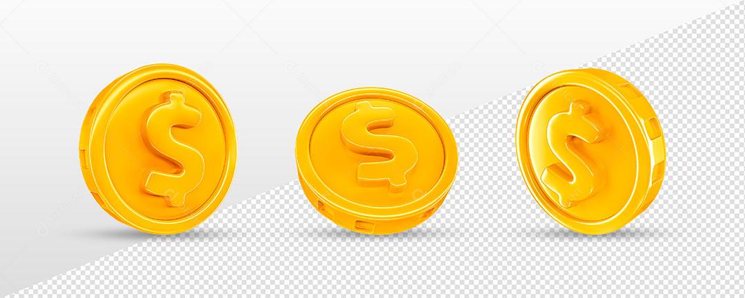 Moedas Dourada Cifrão Elementos Para Composição PSD