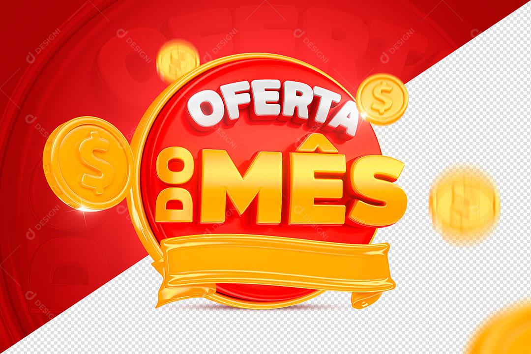 Ofertas do Mês Selo 3D Vermelho Com Faixa Dourada Para Composição PSD