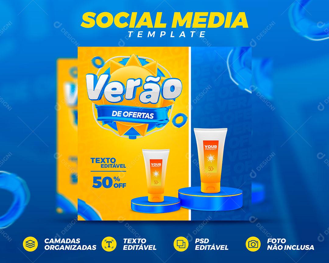 Post Feed Verão de Ofertas Produtos Protetor Solar Social MediaTemplate PSD Editável