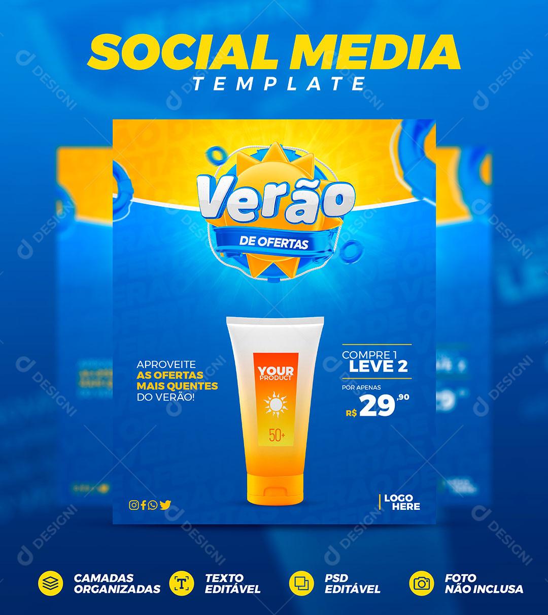 Social Media Template Verão de Ofertas Podium Produto PSD Editável