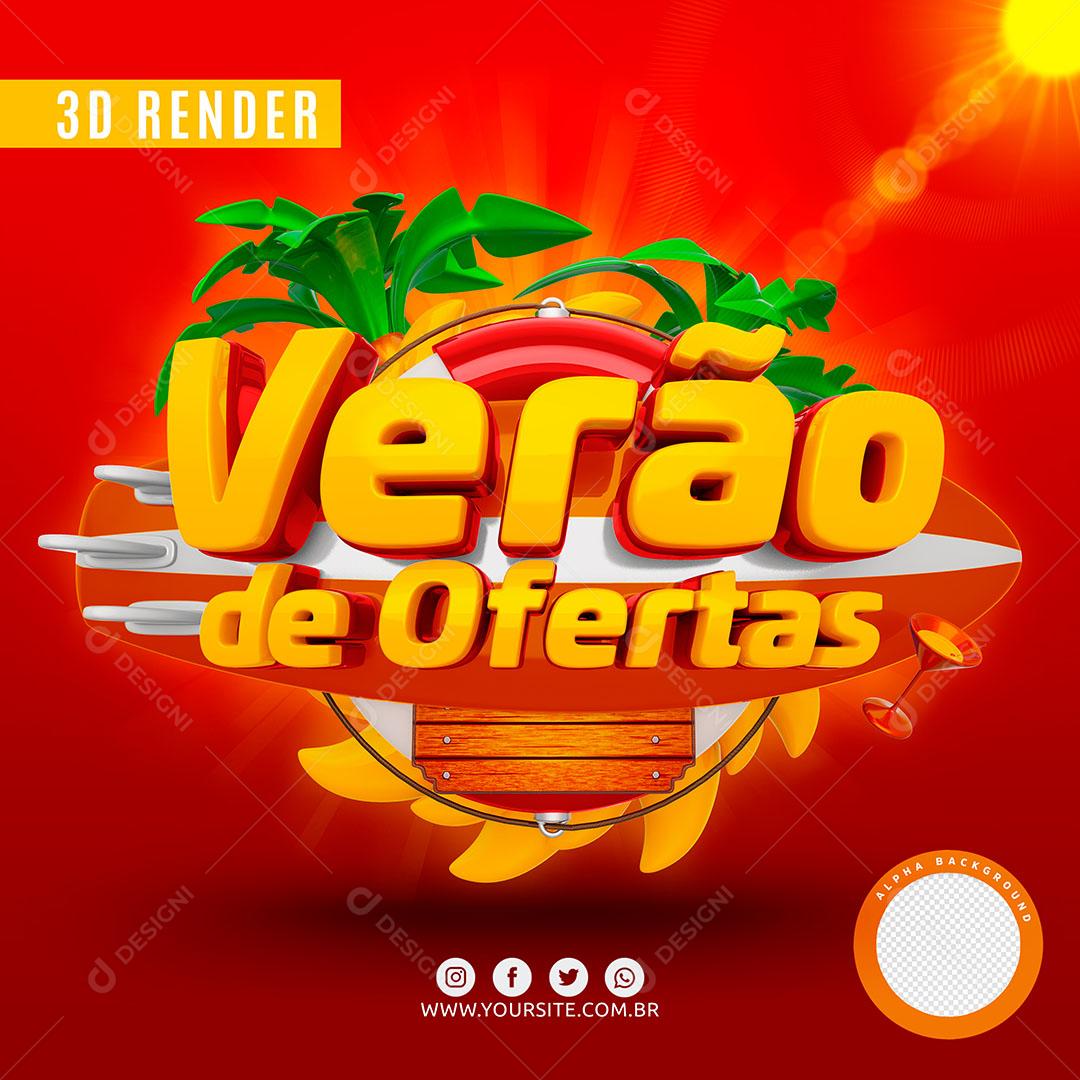 Selo 3D Verão de Ofertas PSD Editavel