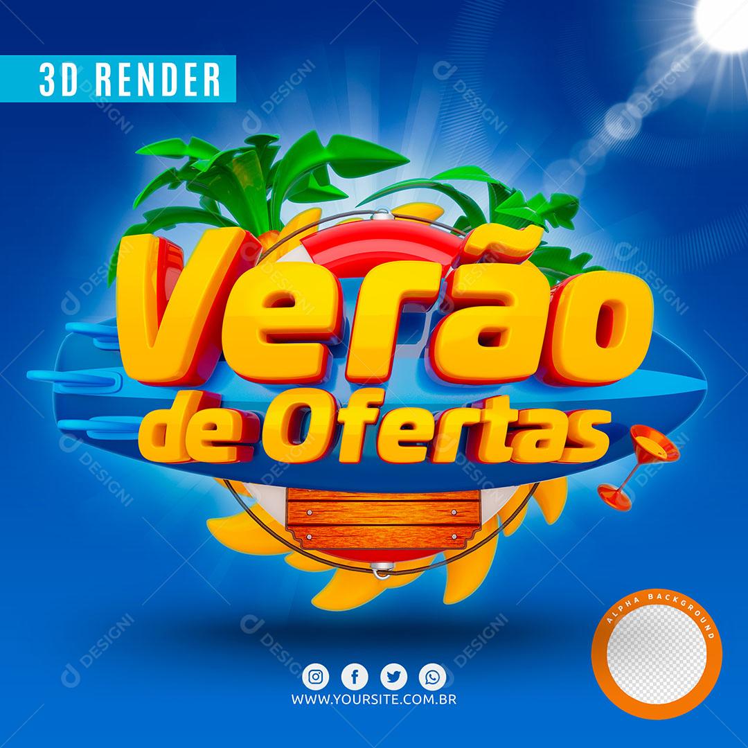 Selo 3D Verão de Ofertas PSD Editavel