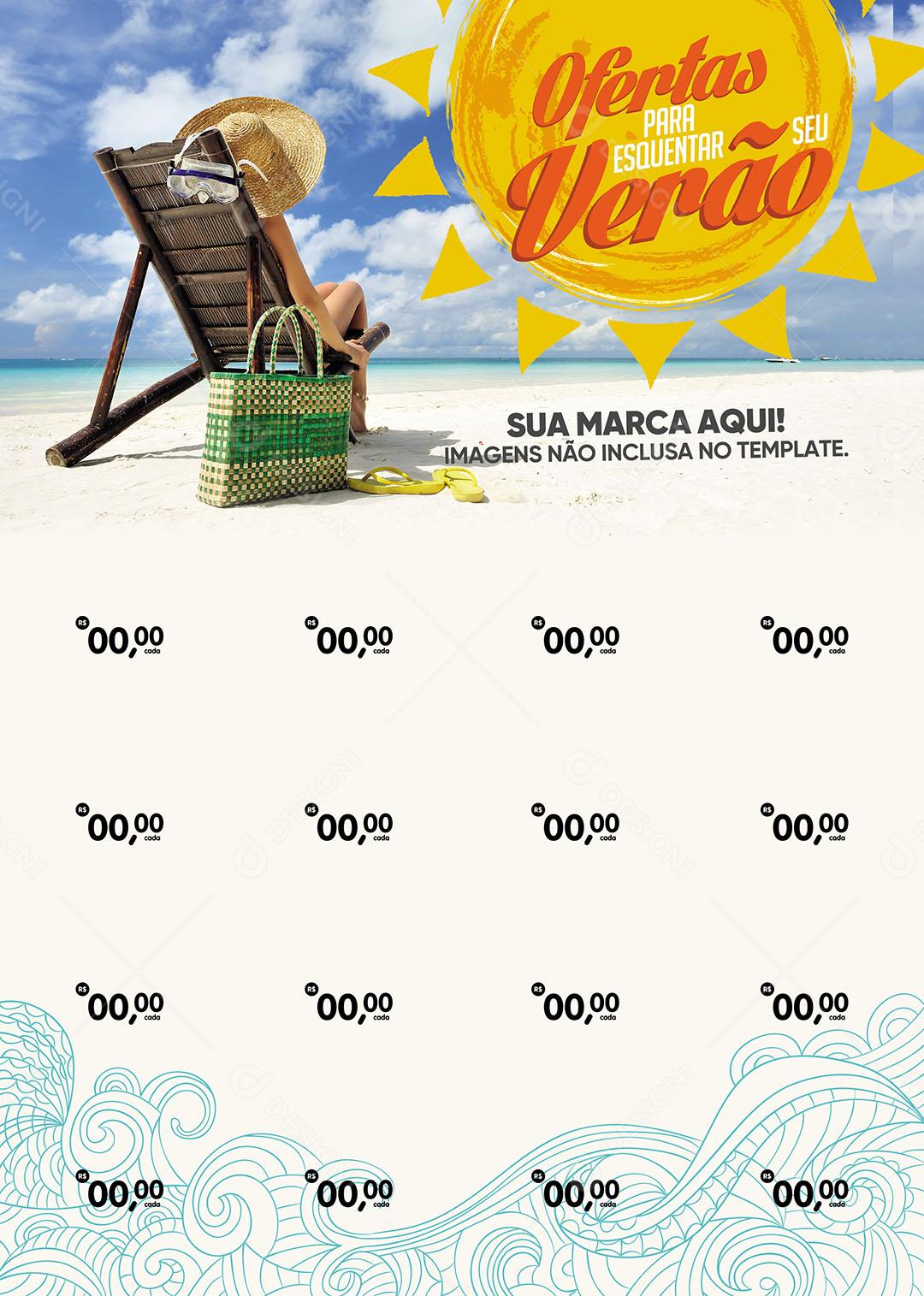 Folheto A4 Encarte Supermercado Ofertas para Esquentar Seu Verão Social Media Template PSD
