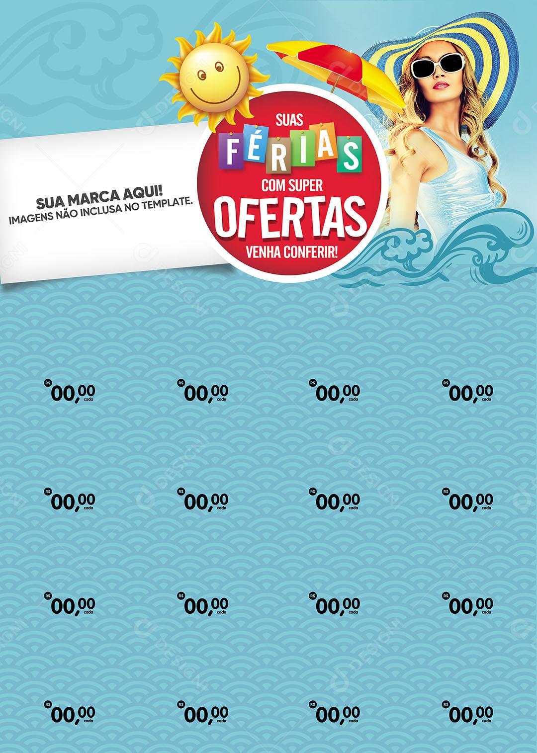 Folheto A4 Suas Férias Com Super Ofertas Venha Conferir Social Media PSD Editável