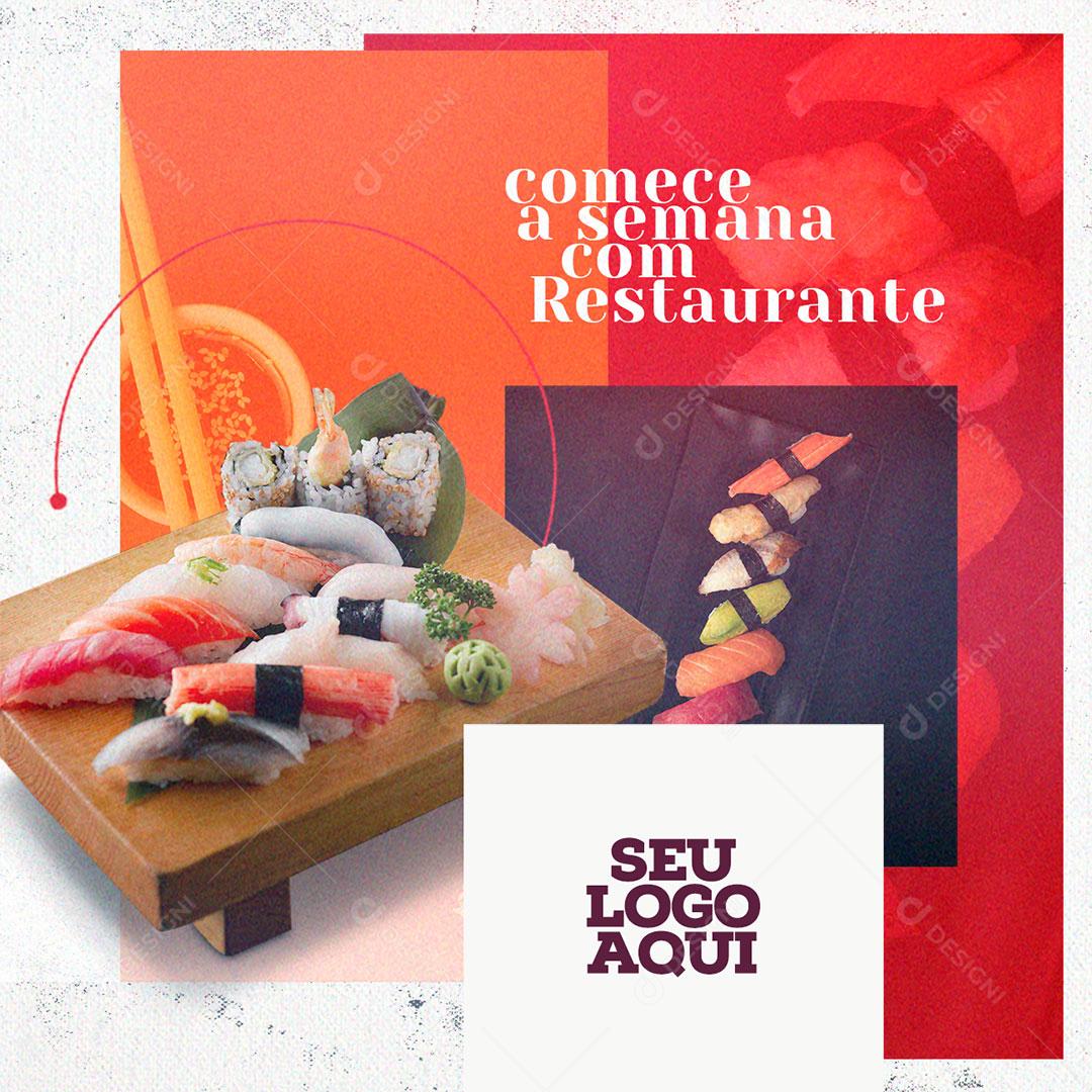 Social Media Comida Japonesa Comece a Semana Com PSD Editável
