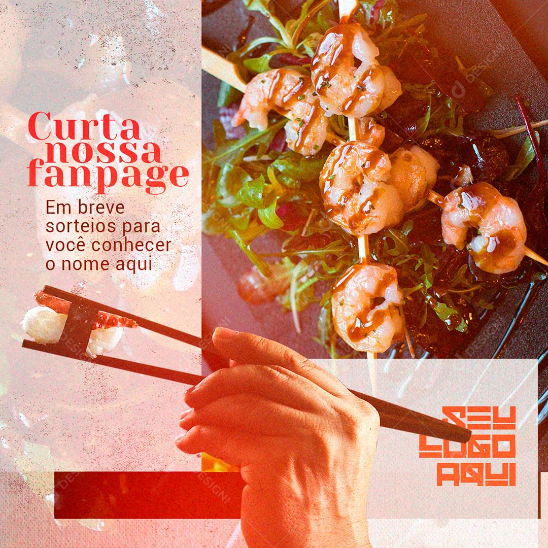 Post Feed Curta Nossa Fanpage Comida Japonesa Social Media PSD Editável