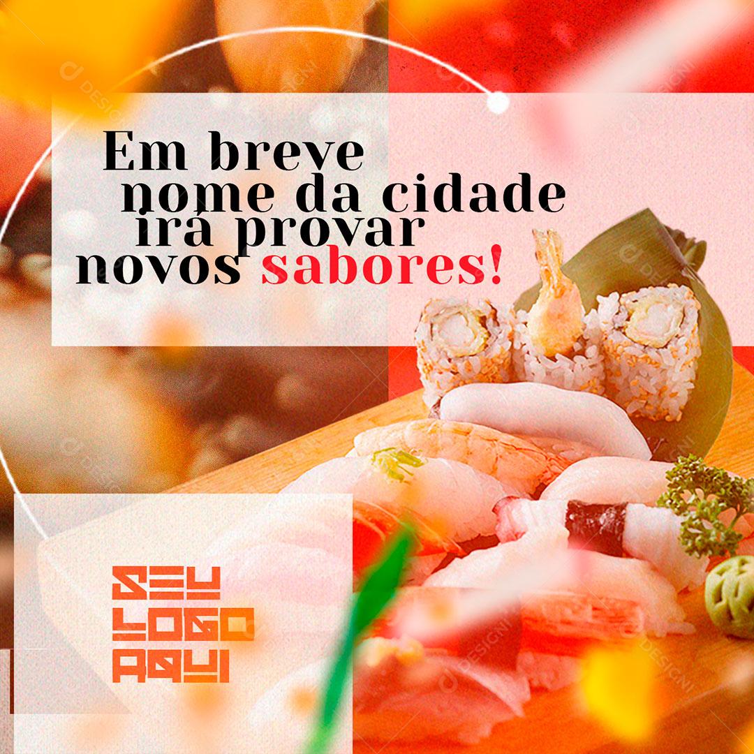 Social Media Sushi Em Breve na Sua Cidade Social Media PSD Editável