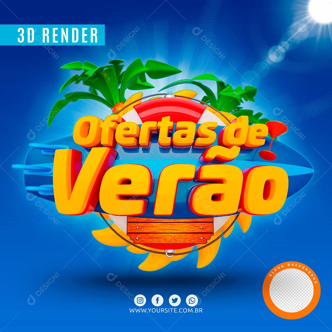 Ofertas de Verão Selo 3D Background Azul Para Composição PSD Premium