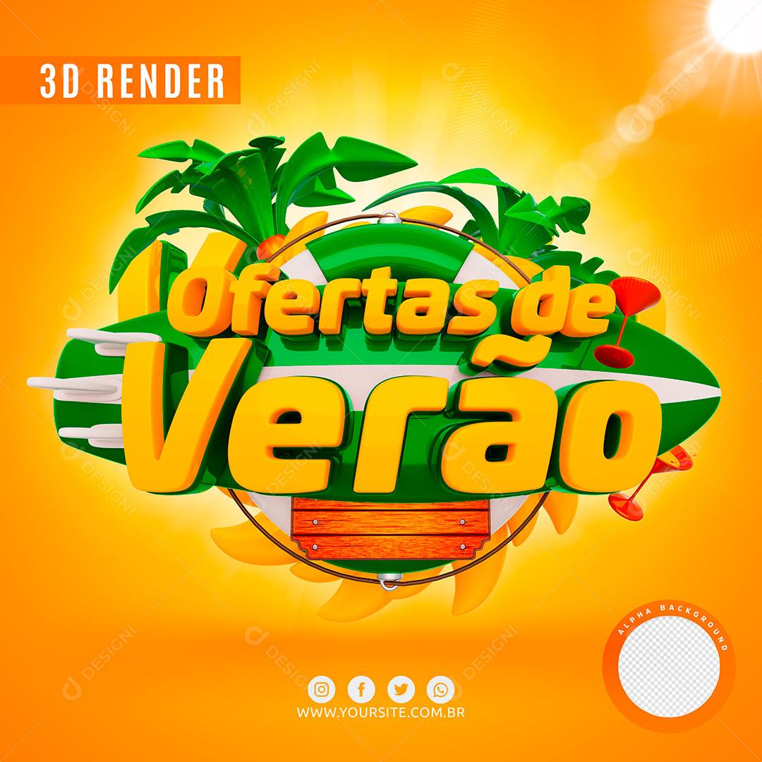 Ofertas de Verão Selo 3D Background Laranja Para Composição PSD Premium