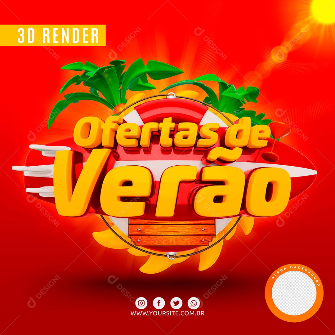 Ofertas de Verão Selo 3D Background Vermelho Para Composição PSD Premium