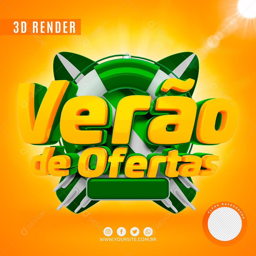 Verão De Ofertas Selo 3D Verde Para Composição PSD Premium