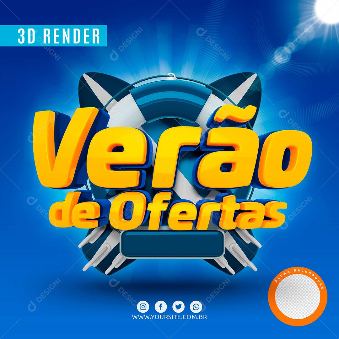 Verão De Ofertas Selo 3D Azul Para Composição PSD Premium