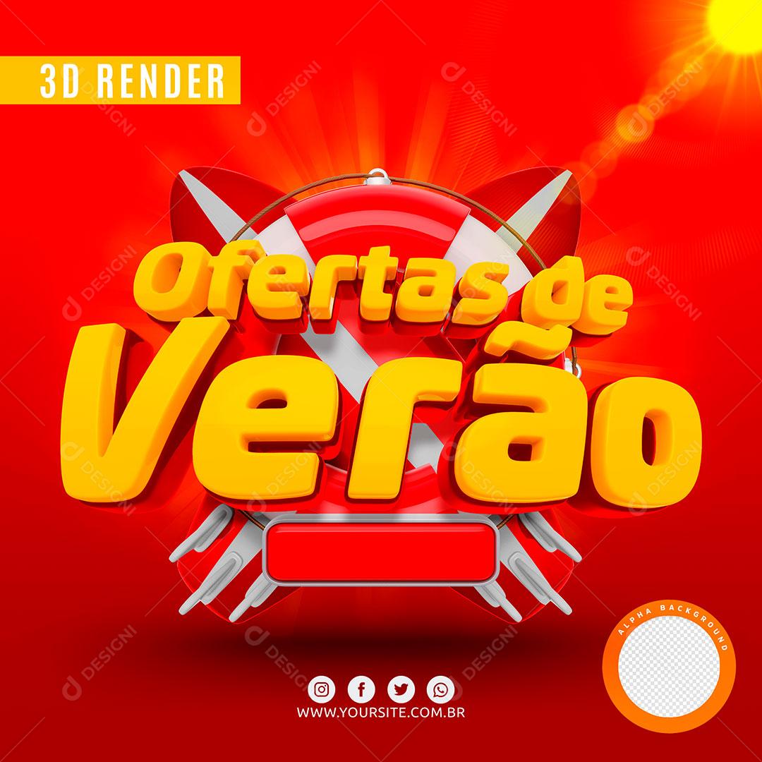 Ofertas de Verão Selo 3D Vermelho Para Composição PSD Premium