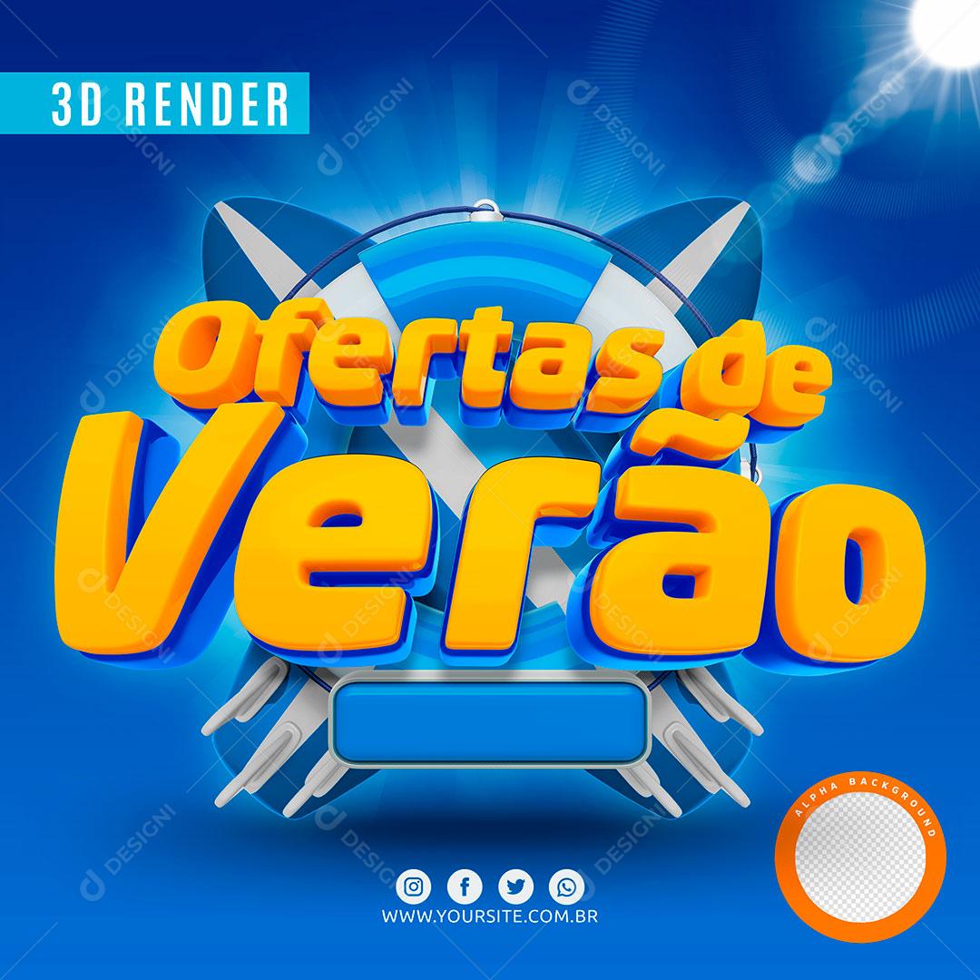 Ofertas de Verão Selo 3D Azul Para Composição PSD Premium