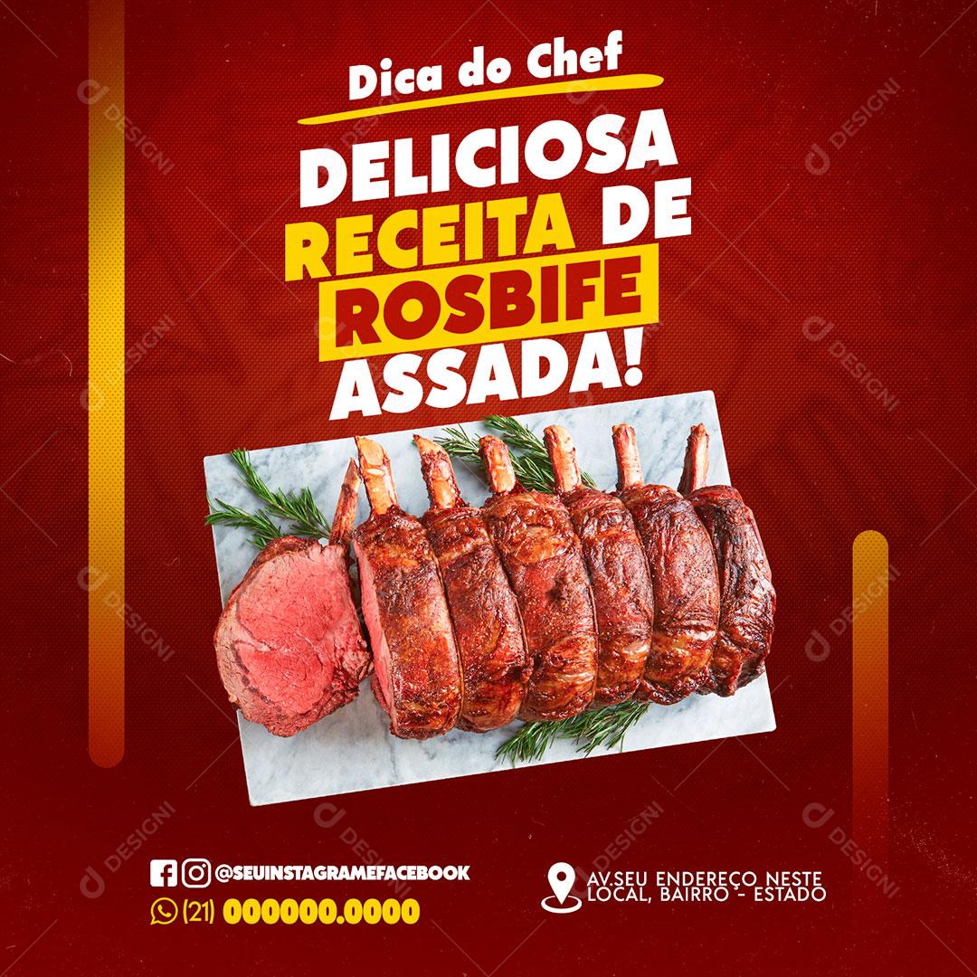 Social Media Churrascaria Dica do Chef Deliciosa Receita PSD Editável