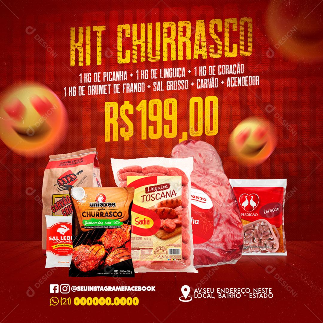 Post Feed Kit Churrasco Produtos Social Media PSD Editável
