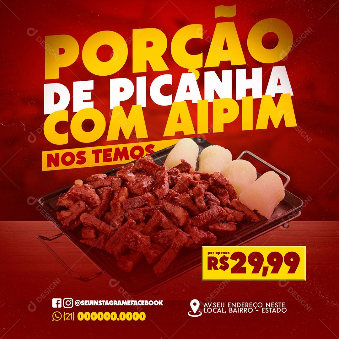Social Media Churrascaria Porção de Picanha Com Aipim PSD Editável