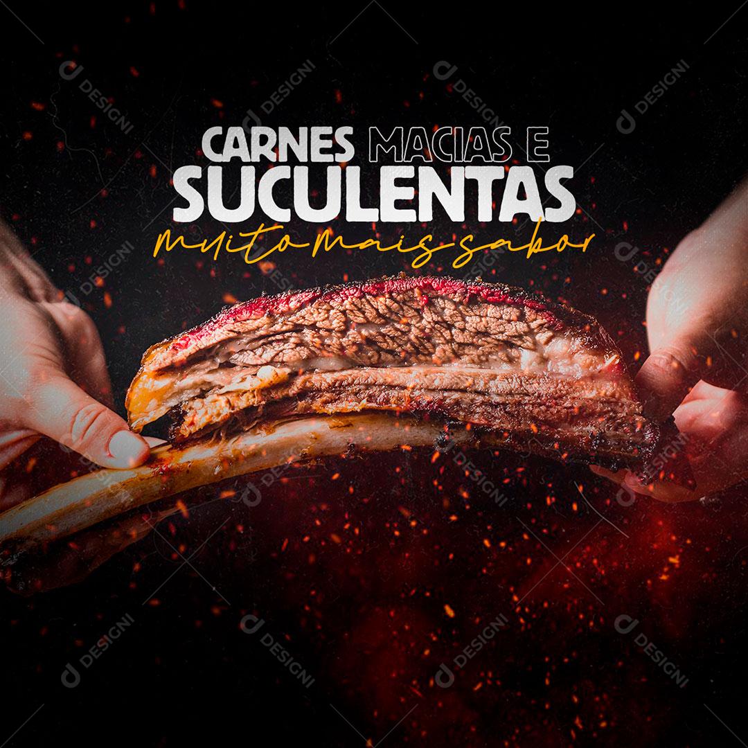 Social Media Churrascaria Carnes Macias e Suculentas PSD Editável