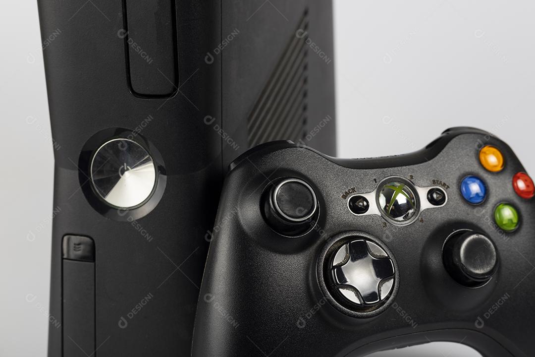 Black Video Game Console and Controller Isolated Image JPG