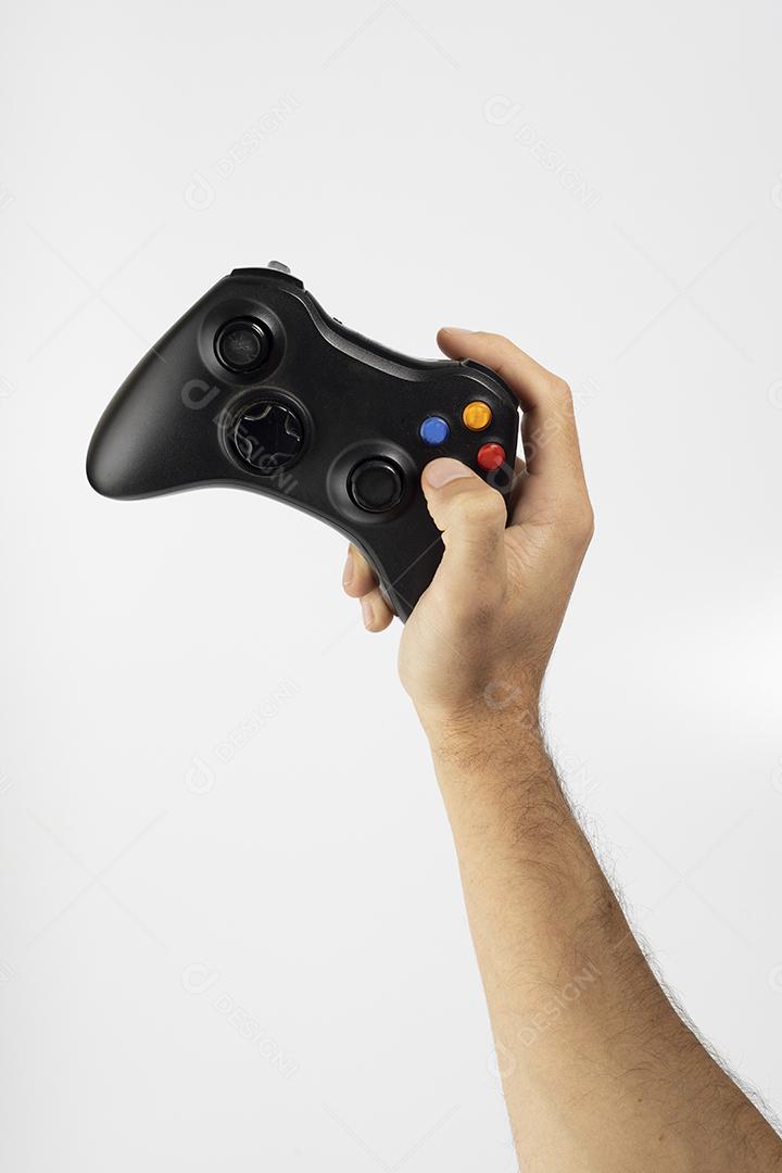 Console de Videogame Preto e Controlador Isolado Imagem JPG