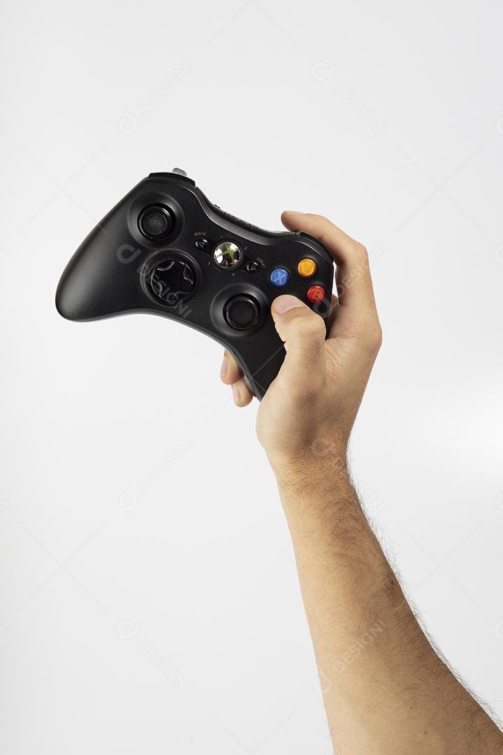 Console de Videogame Preto e Controlador Isolado Imagem JPG