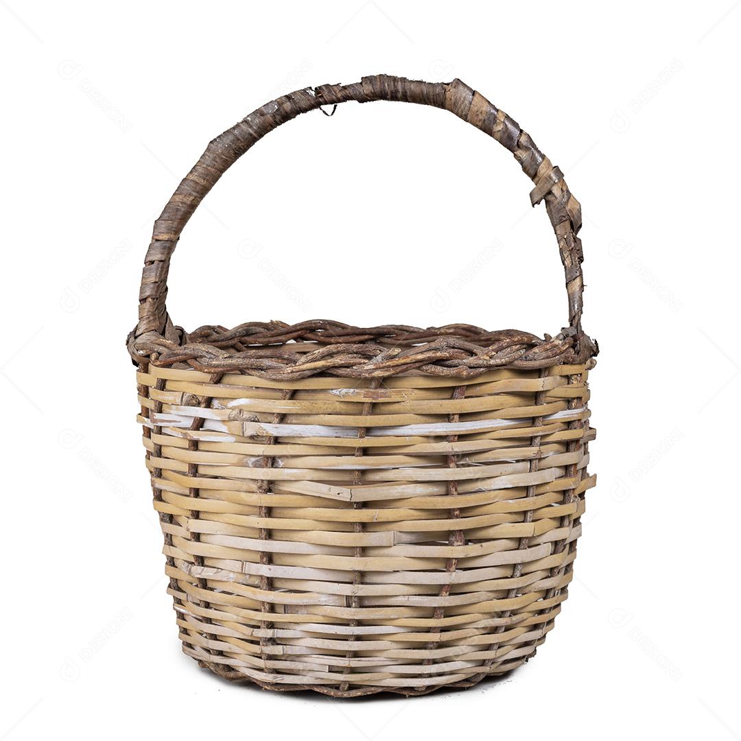 Cesta de Frutas Artesanal Vazia Isolada Em Branco Imagem JPG