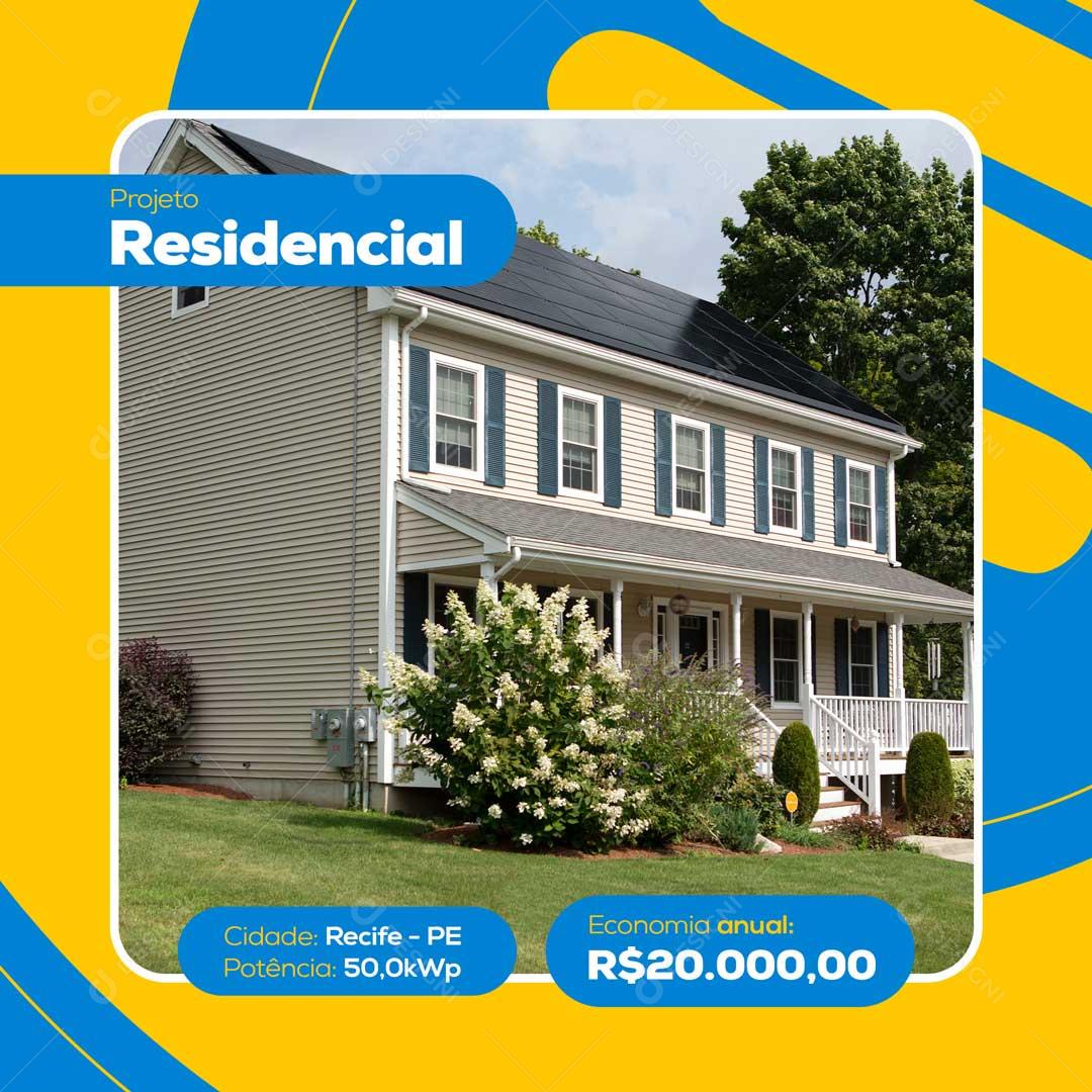 Projeto Residencial Energia Solar Social Media PSD Editável