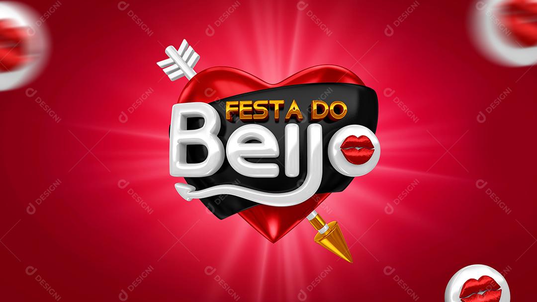 Selo 3D Festa do Beijo Elemento Para Composição PSD