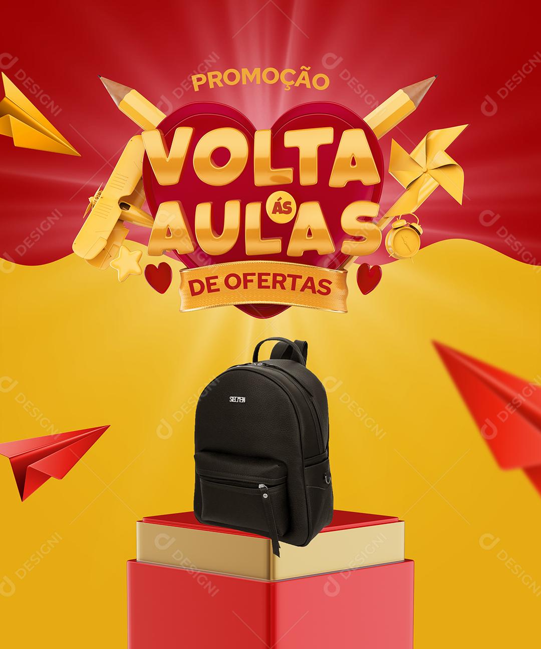 Post Feed Promoção Volta às Aulas de Ofertas Social Media PSD Editável