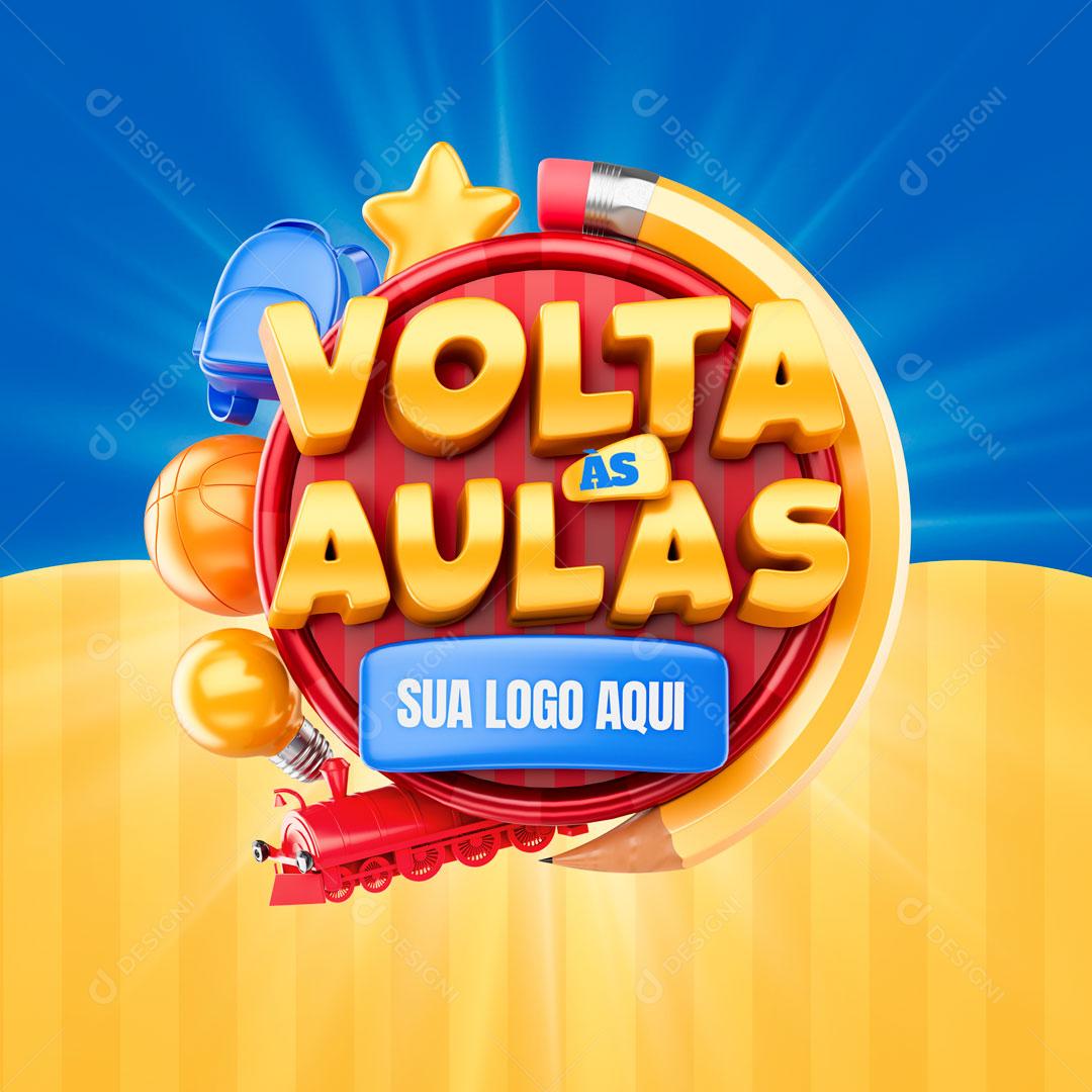 Selo 3D Volta às Aulas Para Composição PSD
