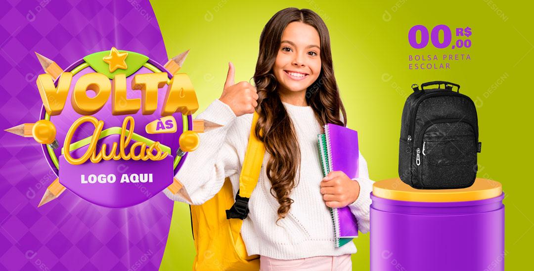 Social Media Banner Volta às Aulas Aluno Escola PSD Editável