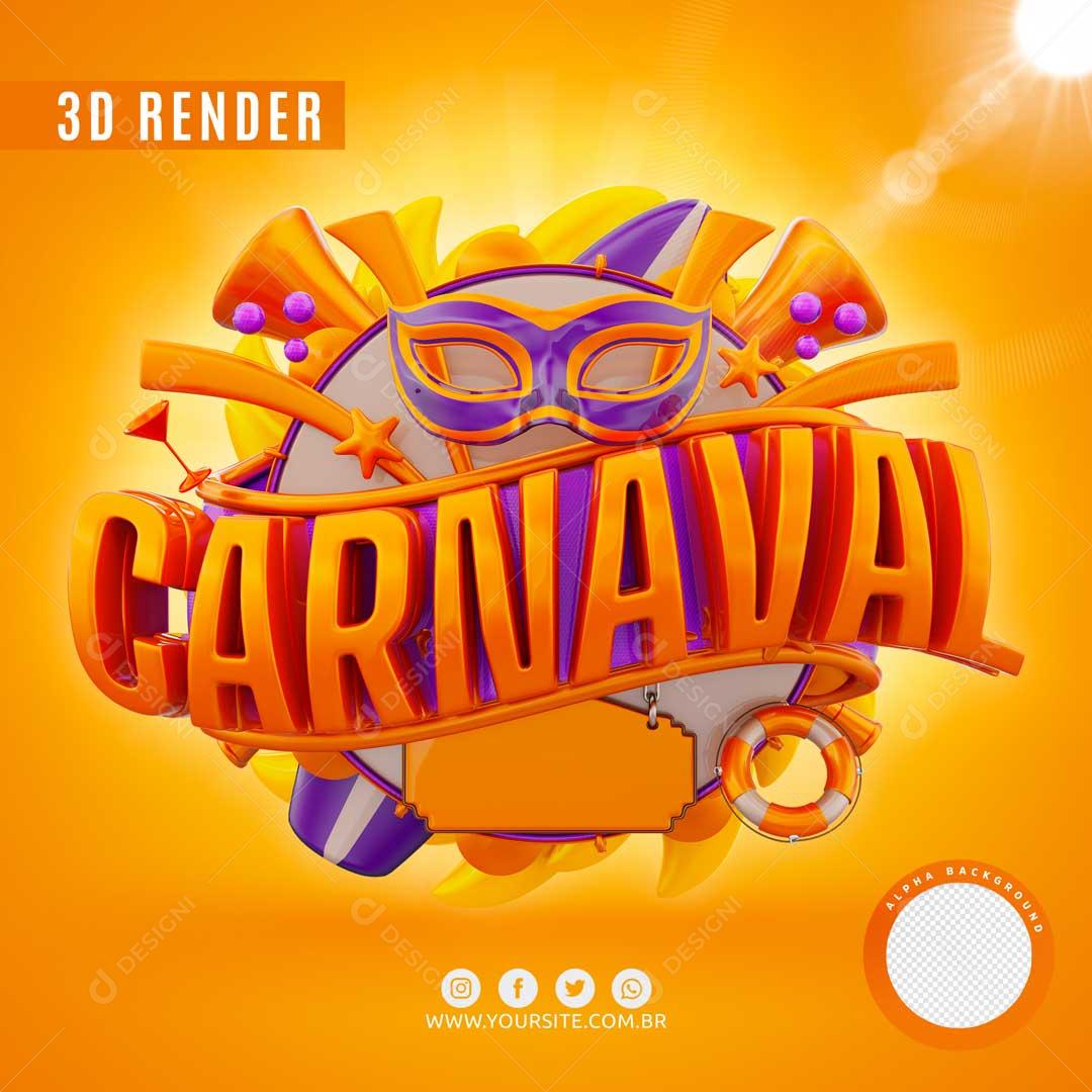 Selo 3D Para Composição Carnaval PSD Editável