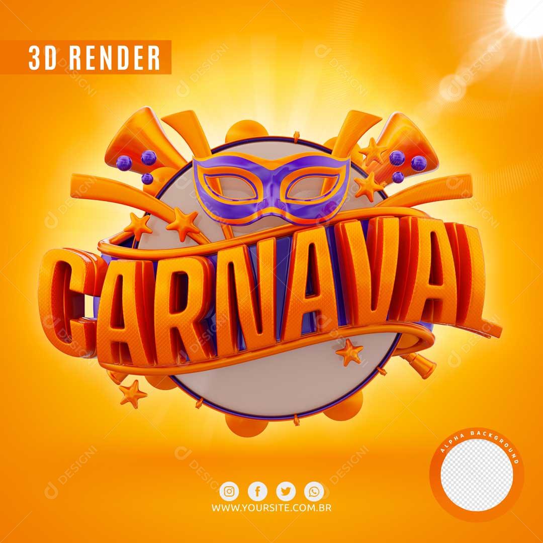 Selo 3D Para Composição Carnaval PSD Editável