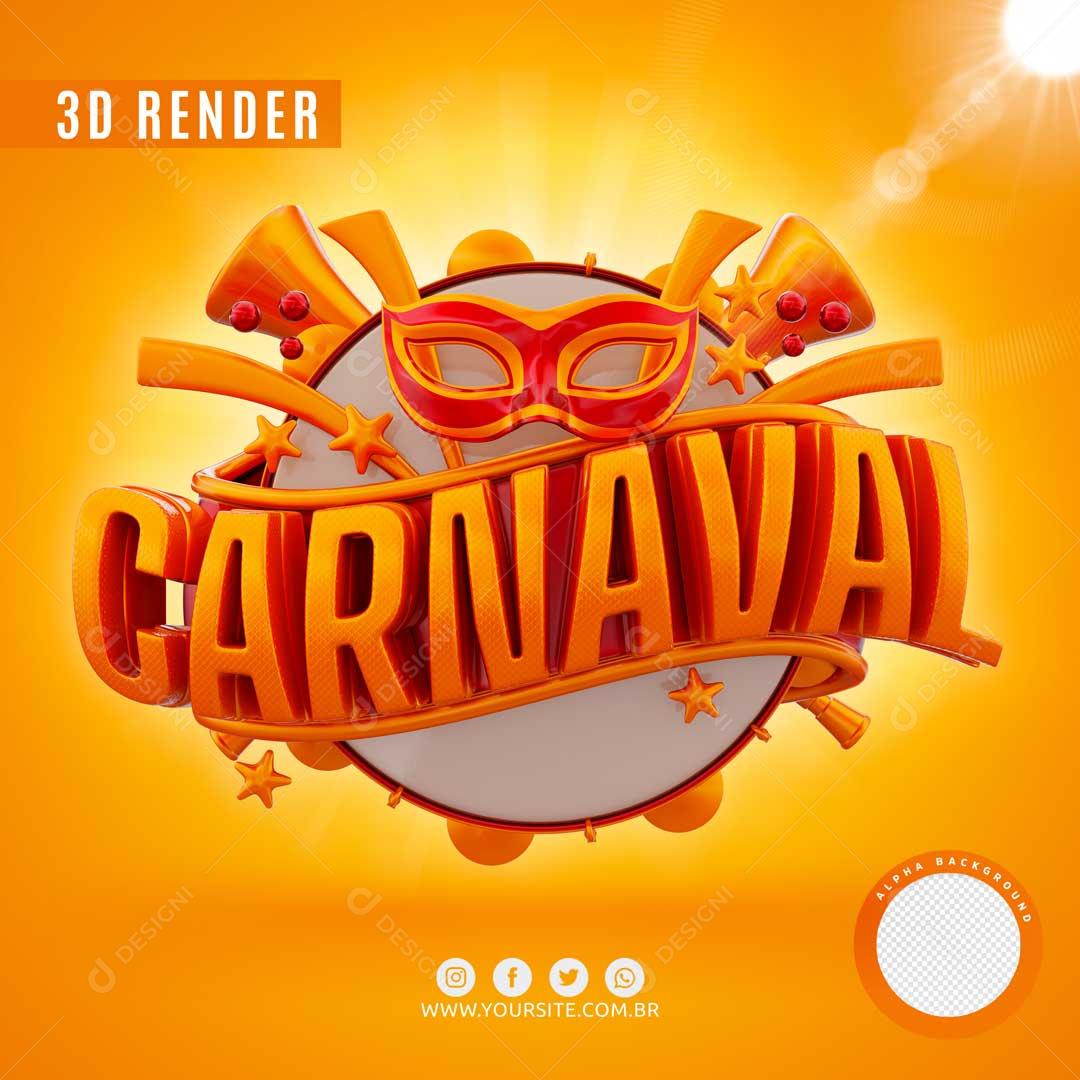 Selo 3D Para Composição Carnaval PSD Editável